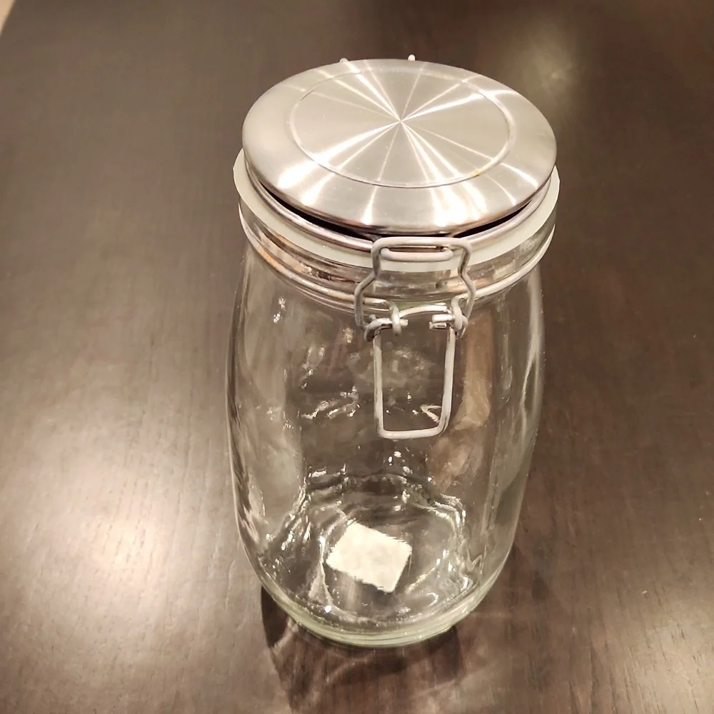 West Elm Storage Glass Jars, Silver Lid w/Kilner latch closure NWT set of 2